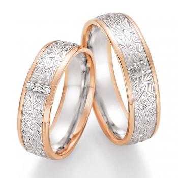 Nowotny-Collection Ruesch Trauringe Weiss-Rotgold 66/45110-060 + 66/45120-060